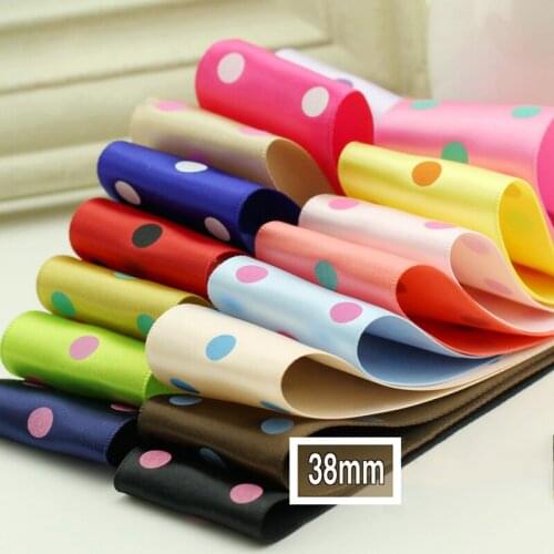 5meter/lot printed dot polyester ribbon handmade diy flower costume gift box packaging material grosgrain ribbon 38mm T-032