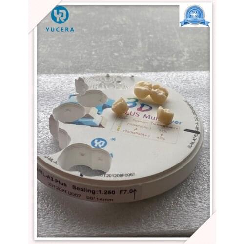 57% Translucent 3D Pro Multilayer Zirconia Disc Block for Dental CAD CAM Solution with 1050Mpa Bending Strength for Crown