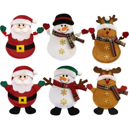 60 pcs Silverware Cutlery Holders Santa Snowman Elk Fork Knife Pockets Flatware Suit Dinner Table Decor Christmas Decorations