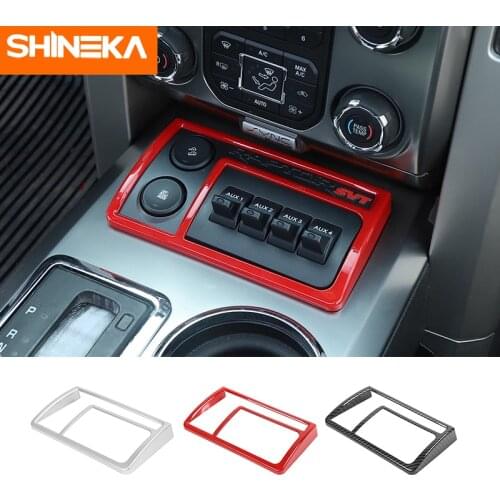 SHINEKA Interior Accessories For Ford F150 Raptor Car AUX Control Panel Decoration Cover Stickers For Ford F150 Raptor 2009-2014