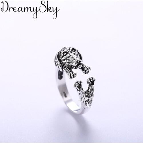 Bohemian Vintage Dog Rings For Girls Gifts Jewelry Romantic New Adjustable Size Finger Ring
