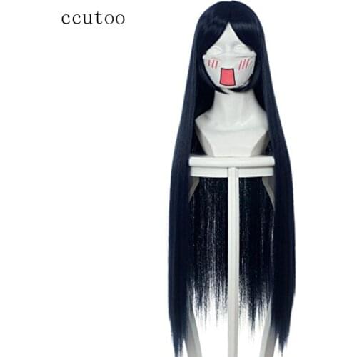 Ccutoo 100cm Dark Blue Straight Long Synthetic Hair Naruto Hyuga Hinata Cosplay Costume Wig Heat Resistance Fiber