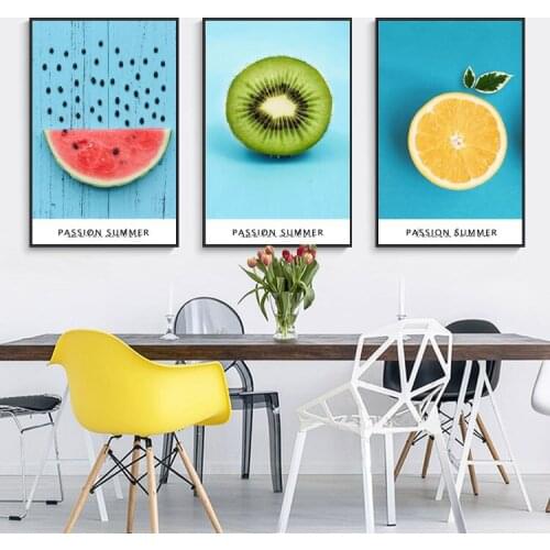 Living Room Decorative Canvas Painting Fruit Watermelon Orange Kiwi Fruit Modern Oil Paintings Kitchen Decor Canvas Wall Art