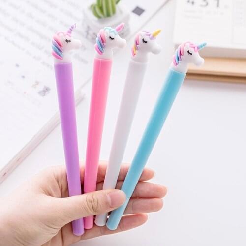 Meng Meis exclusive Candy - colored Unicorn Gel Pen Cute Soft Rod Sign Student Writing Test Pen stationery