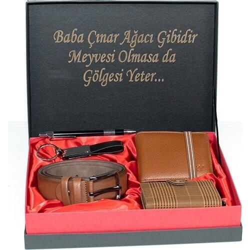 HKY Male Leather Wallet & Mechanismed Card Wallet and Belt Set