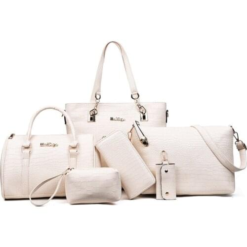 WxfbBaby OEM Luxury Composite Bag 6 Pcs Set Womens Handbags and Purses New Alligator Ladies Hand Bags Shoulder Messenger Purses