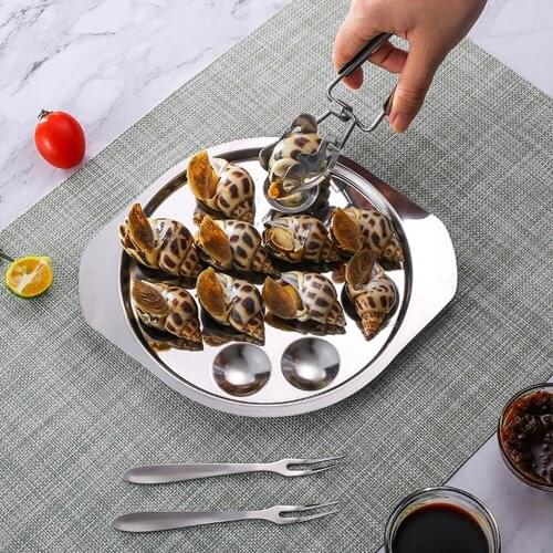 12 Holes Snail Dish Stainless Steel Round Mushroom Escargot Serving Plate Dinner Dish Tableware Seafood Tool for Home Restaurant