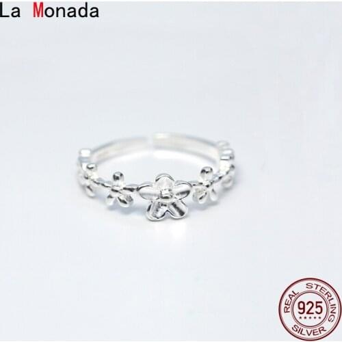 La Monada 46-56mm Flower Women Ring 925 Sterling Silver Minimalist Rings For Women 925 Silver Fine Jewerly Rings Woman Beautiful