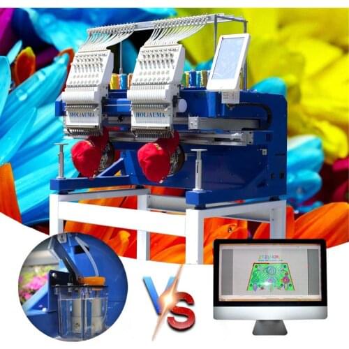 Better than used embroidery machine HO1502 high speed high quality 2 head embroidery machine for cap/tshirt/flat with ce