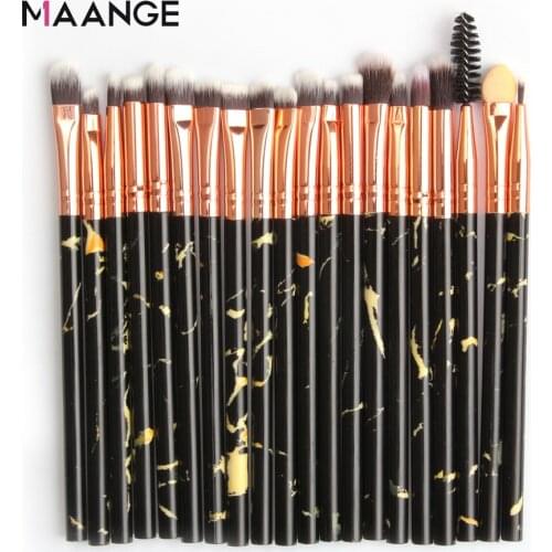 MAANGE 20 Pcs Marble Makeup Brush Set Powder Eyeshadow Blending Eyebrow Make Up Brushes Synthetic Hair Beauty Eye Makeup Tools