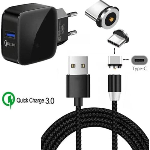 Type C Magnet Charge Wire For Samsung galaxy Feel 2 Xiaomi 8 Mi 9T Redmi K20 Note 7 Pro Magnetic USB Cable QC 3.0 Fast Charger