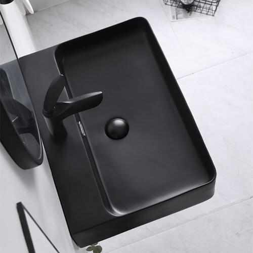 Matte Black Wash Hand Basins Wall-hung Wash Basin Simple Ceramic Hanging Basin Integrated Basin Bathroom Sink Bowls Shampoo Sink