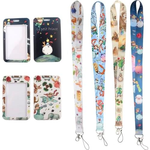 MD386 DMLSKY Cartoon Little Prince Lanyard Keychain keys Badge ID Mobile Phone Rope Kids Gifts Lanyard With Card Holder Cover
