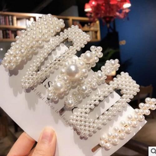 Fashion Barrettes girl Pearl Hair Clip Pins Wedding Jewelry Accessories Mujer Korean Style Gold Hairwear Headpiece Set for Girl