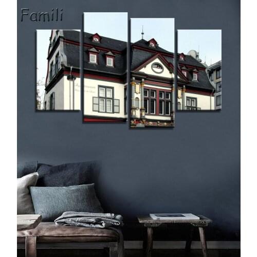 4 Panel Modular Wall Art Norway Reina Night Landscape Poster HD Print On Canvas Modern Home Decor Canvas Painting for Livingroom