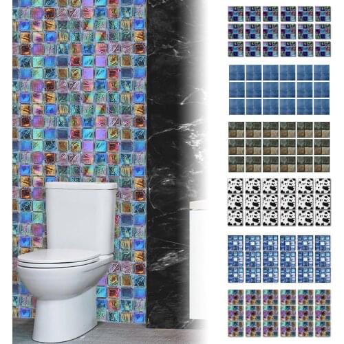 18Pcs Tile Decals 3D Self-adhesive Waterproof Sequined Mosaic Kitchen Bathroom Wall Sticker for Cabinet Supplies