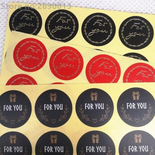120pcs/Lot Cute For you Seal Sticker Round Black Red Seal Sticker Mutifunction DIY Decorative Gifts Package Labels for Baking