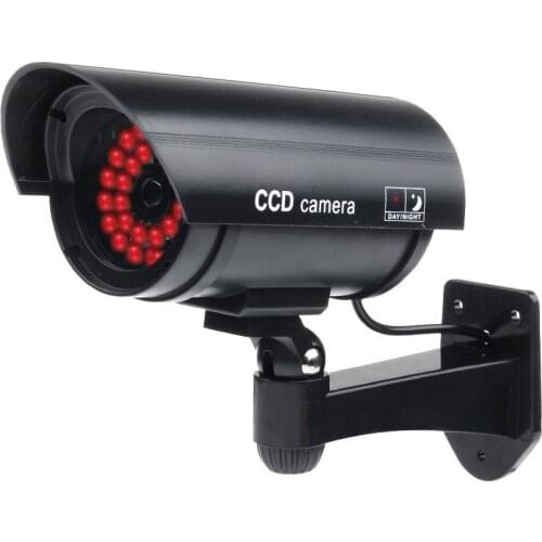 Outdoor Fake / Dummy Security Camera with 30 Illuminating LED Light (Black) CCTV Surveillance
