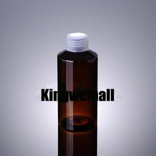 Wholesale 300pcs/lot Capacity 150ml Empty PET Brown Bottle with Transparent Screw Lids Cosmetic Packaging XCI35