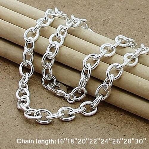 New Classic Basic Thick Lobster Clasp Men Necklace 925 Silver Chain Link Necklace Male Women Jewelry