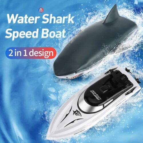Water Shark Speed Boat 2.4g 2 In 1 Rc Shark Electric Rc Boat High Speed Bo-at Waterproof Racing Bo-at Toy