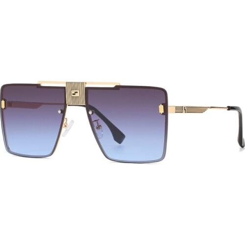 Vintage Oversized Square Rimless Sunglasses Men Women 2021 Luxury Brand Designer Travel Driving Metal Sun Glasses Fashion UV400