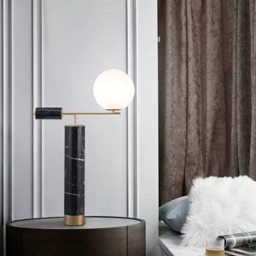 Modern light luxury table lamp living room model room decorative art marble glass American bedroom bedside table lamp