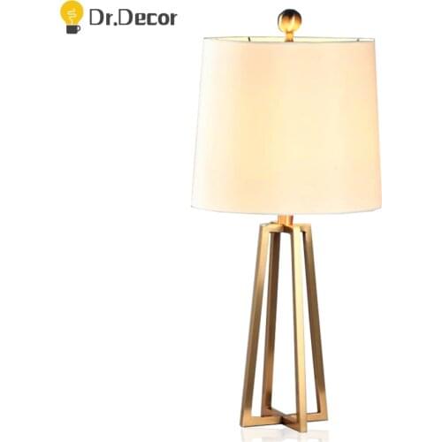 Modern Metal LED Table Lamp Nordic Luxurious Craft Table Lamp Series Cloth Lampshade Desk Lamps Bedroom Bedside Lamp Desk Lamp