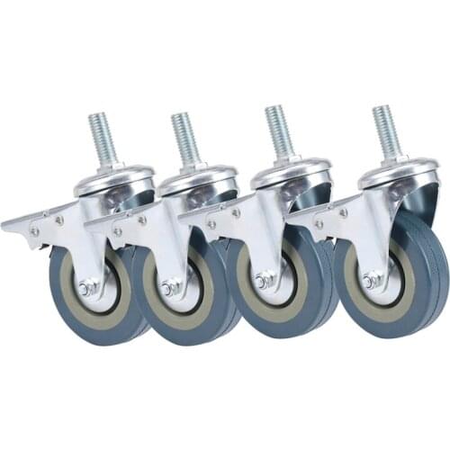 Heavy Duty 75mm Swivel Castor with Brake Trolley Casters wheels for Furniture, Set of 4 CNIM Hot