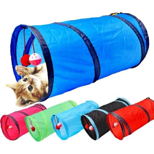 Cat Tunnel Toy Funny Pet 2 Holes Play Tubes Balls Collapsible Crinkle Kitten Toys Puppy Ferrets Rabbit Play Dog Tunnel Tubes