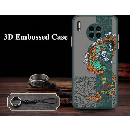 For Huawei Mate 30 Pro 20 P40 P30 P20 Lite Nova 7i SE 5T Honor 30 30S Case Shockproof Matte Embossed Soft Cover with Finger Ring