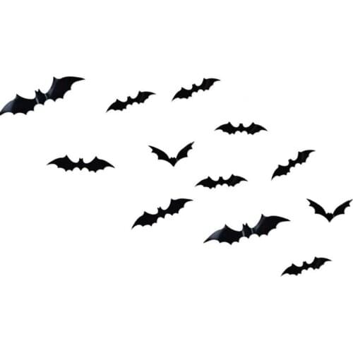 Halloween Party Indoor Outdoor Decor Supplies Reusable PVC 3D Decorative Scary Bats Wall Sticker Comes With Glue Dot