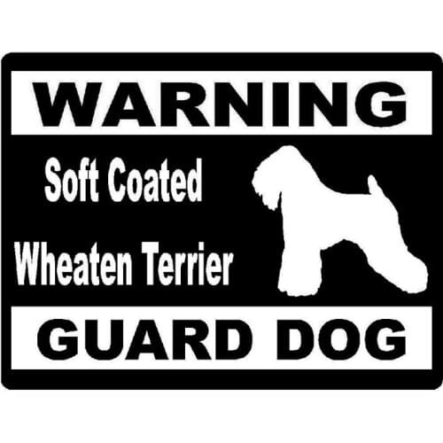 14cm*10.7cm Warning Soft Coated Wheaten Terrier Guard Dog Vinyl Car Tail Car Stickers C5-1906