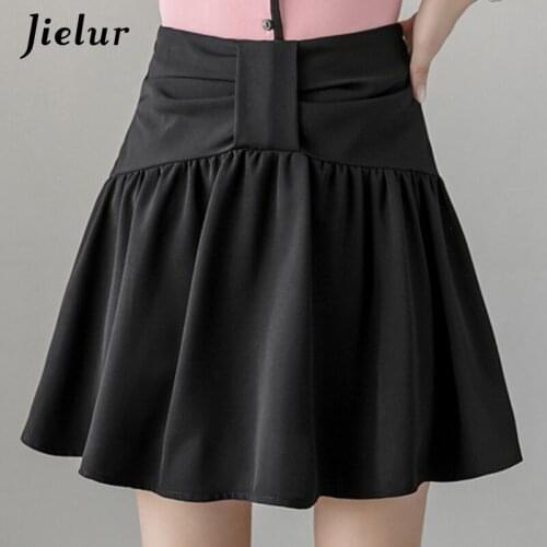 Jielur Women Skirt Shorts Solid Color Slim Black Saia Faldas New Korean Chic Mini A-line Skirt Summer Skirts Womens Autumn