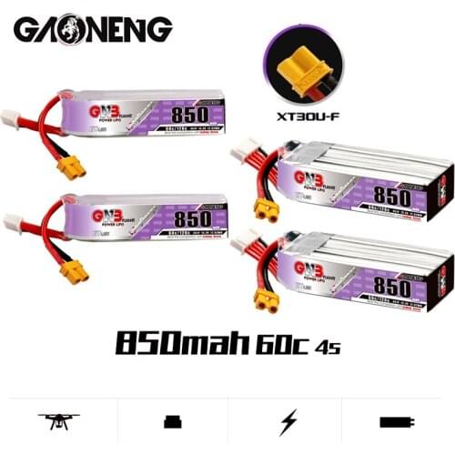 1-10PCS GAONENG GNB 4S 850mAh 15.2V HV 60C/120C Lipo Battery With XT30U-F Plug For Beta85X Whoop Quadcopter FPV RC Racing Drone