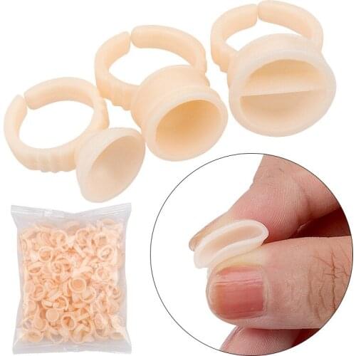 100Pcs Silicone Disposable Caps Microblading Ring Tattoo Ink Cup Needle Makeup