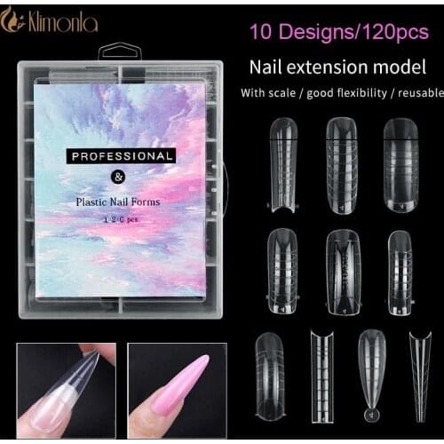 120 Pcs/Set Clear Dual Forms Nail System Full Cover Quick Building Gel Mold Tips Nail Extension Molds Upper Forms For Nails Tips