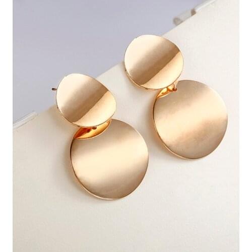 2019 new Unique Metal Drop Earrings Trendy Gold Color Round Statement Earrings for Women New Arrival wing Fashion Jewelry