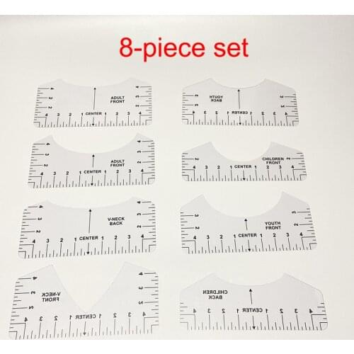 4Pcs/8Pcs With Size Chart Centering Tool Ruler Clothing Alignment Ruler For Guiding Printed T-Shirt Design DIY Drawing Template