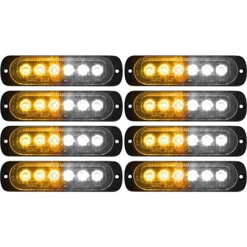 8Pcs 6LED Side Strobe Warning Emergency Warning Construction Car Truck Truck Light Bar Warning Strobe Light