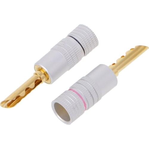 8 Pcs Gold Plated Copper BFA 4mm Banana Plug Adapter Wire Speaker Connectors