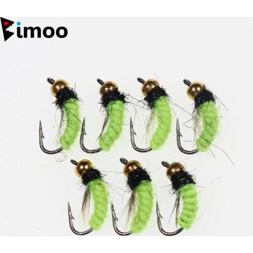 Bimoo 7PCS #12 Trout Fishing Flies UV Green Scud Cezch Fly Fishing Nymphs Lure Bait