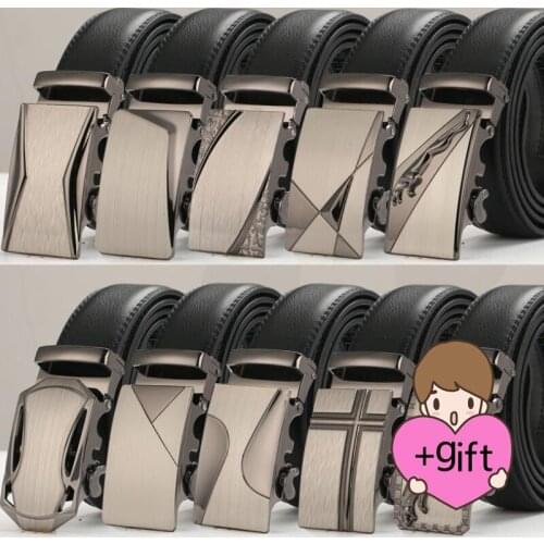 Brand Fashion Automatic Buckle Genuine Leather Strap Belts For Men Top Quality Automatic Buckle black mens luxury designer belt