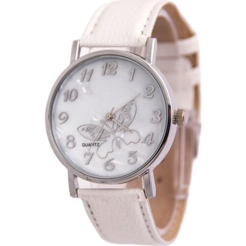 New Fashion Quartz Watch Women Girl Embossed Band Butterfly Ladies Wrist Bracelet Watches Reloj Mujer Woman Watch