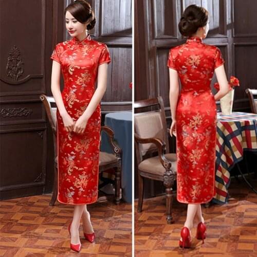 Retro cheongsam dress modern 2021 Chinese improved cheongsam bridesmaid short sleeve evening dress side slit design dress qipao