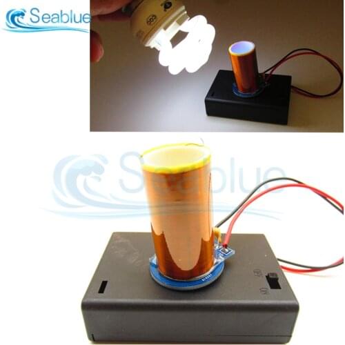 DC 4.5V Micro Tesla Coil Without Arc DIY Light Up Module With 3*AA Battery Box For DIY Laboratory