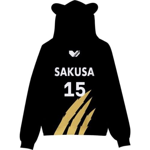 Anime Haikyuu Kids Hoodie for Boys Girls Harajuku Sweatshirt MSBY Black Jackals Kawaii Cat Ear Pullover Hooded Jacket Cosplay