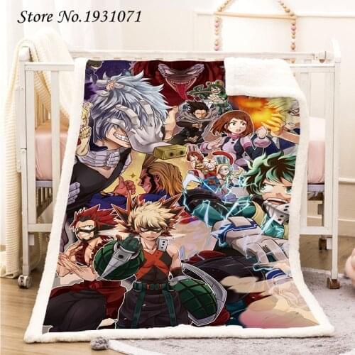 Anime My Hero Academia 3D Printed Fleece Blanket for Beds Thick Quilt Fashion Bedspread Sherpa Throw Blanket Adults Kids 07
