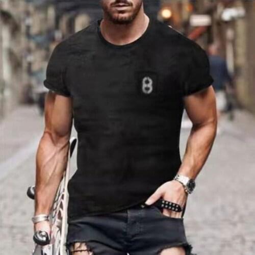 Harajuku Men Round Collar Loose Retro Military Uniform Simple T-shirt Summer Street Fashion Fashion Printed Mens T-shirt