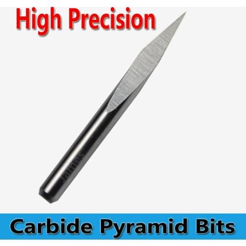 HUHAO 3.175mm SHK 3 Edge Carbide Woodworking Tools Pypamid tools for CNC Router Machine 3 face Stone Carving Bits
